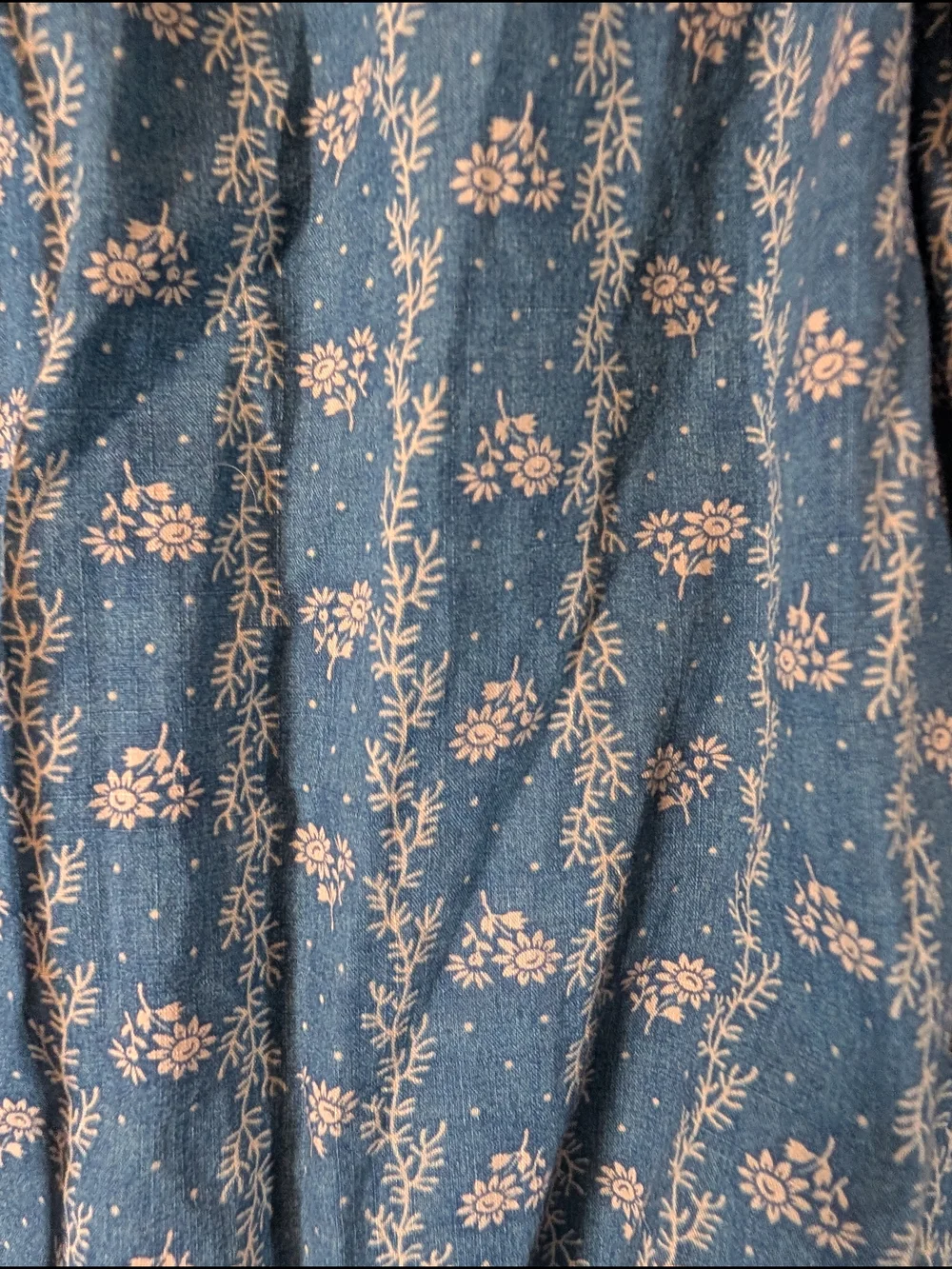 Lauren Jeans Co. Ralph Lauren Floral Chambray Peasant Top Medium Blue Off Should